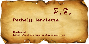 Pethely Henrietta névjegykártya