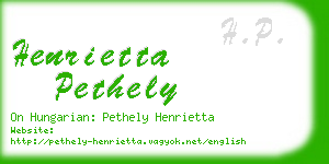 henrietta pethely business card